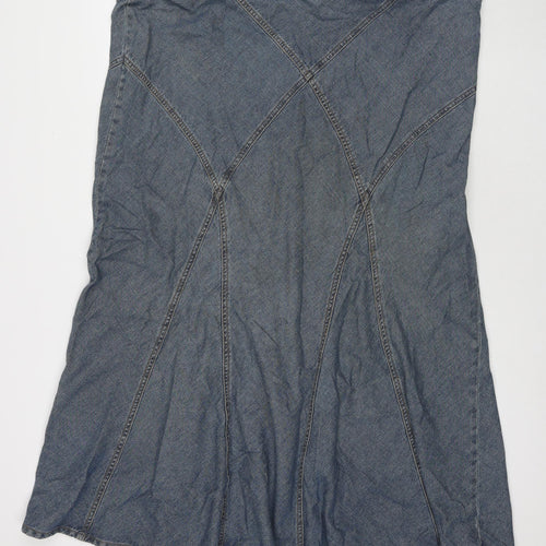 Cherokee Womens Blue Cotton Trumpet Skirt Size 46 in Zip