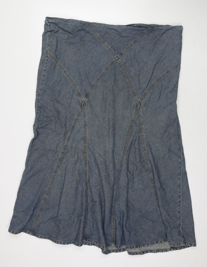 Cherokee Womens Blue Cotton Trumpet Skirt Size 46 in Zip