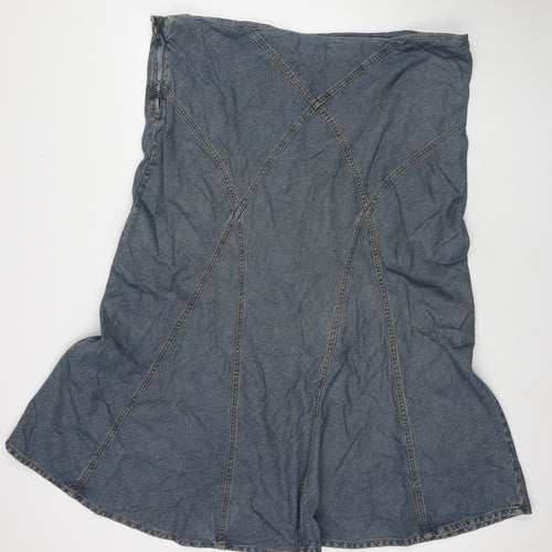 Cherokee Womens Blue Cotton Trumpet Skirt Size 46 in Zip