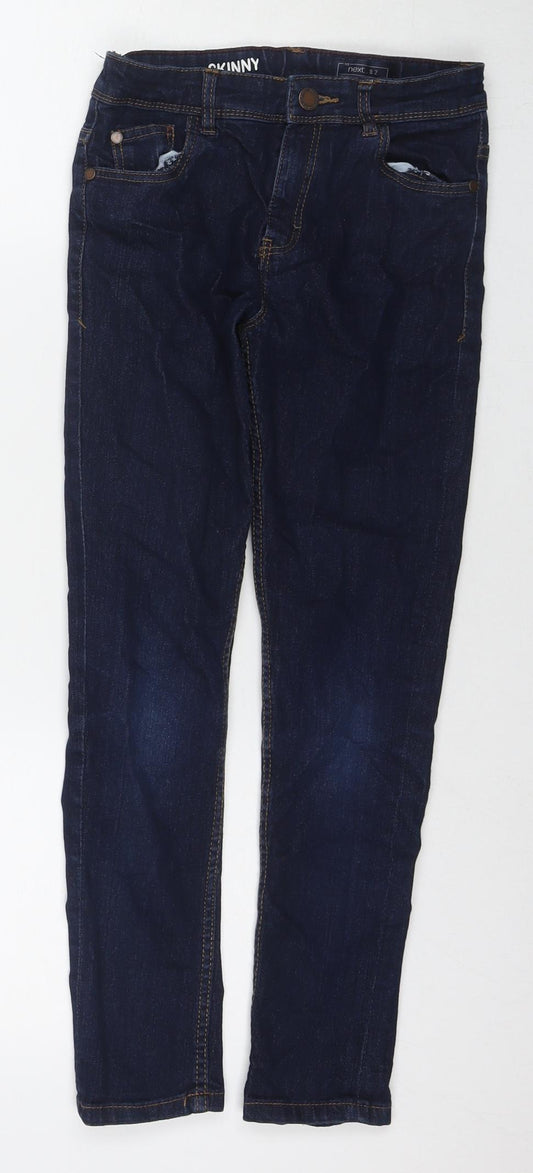 NEXT Boys Blue Cotton Skinny Jeans Size 9 Months L24 in Regular Zip