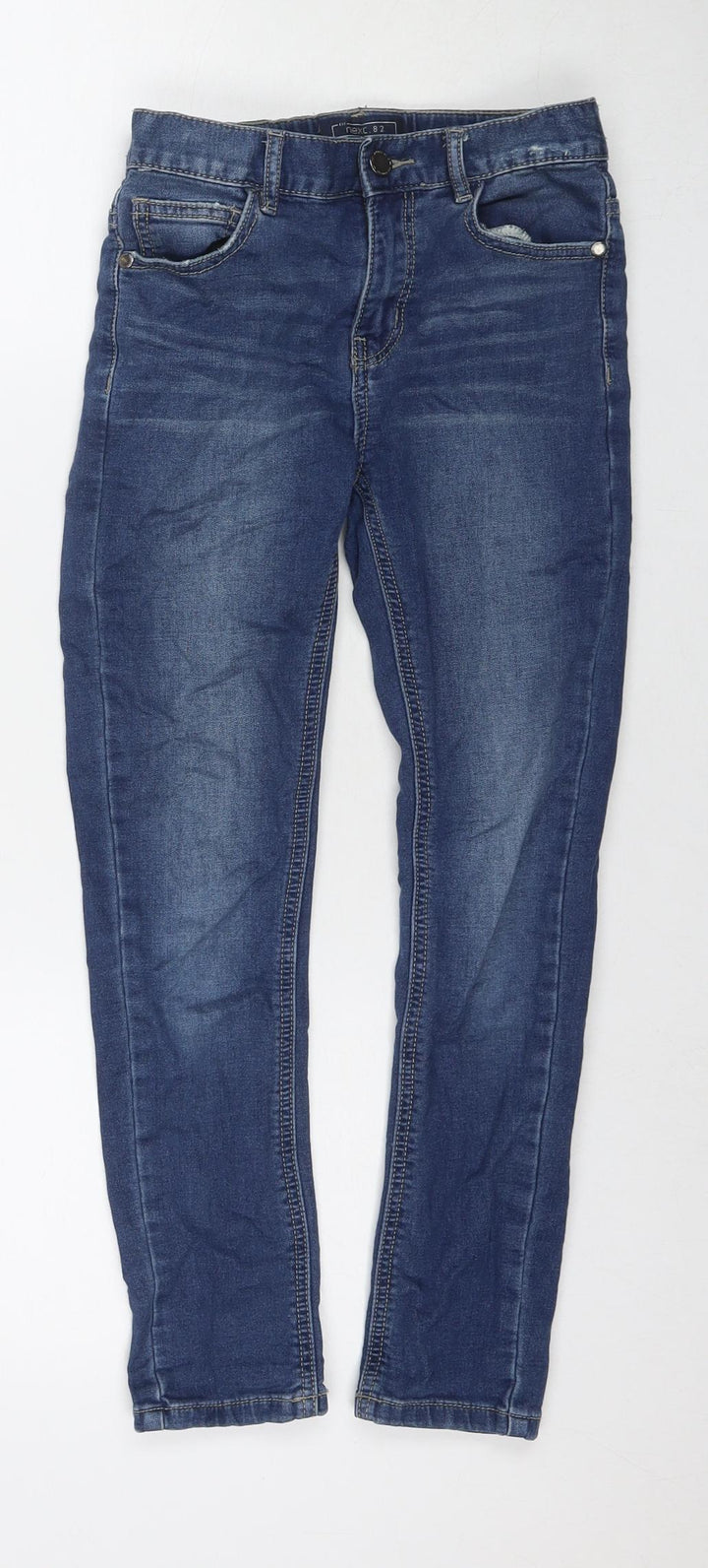 NEXT Boys Blue Cotton Skinny Jeans Size 9 Months L22 in Regular Zip