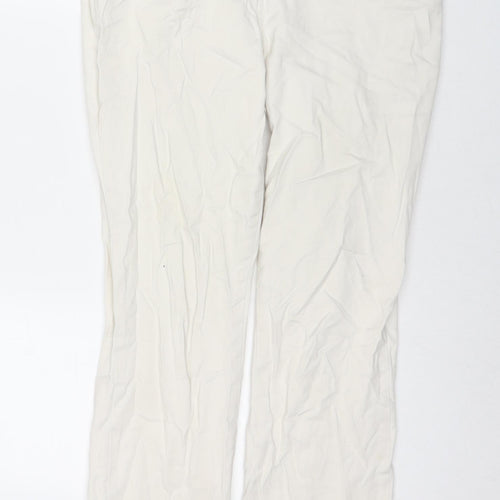 Debenhams Womens Ivory Cotton Straight Jeans Size 12 L27 in Slim Zip