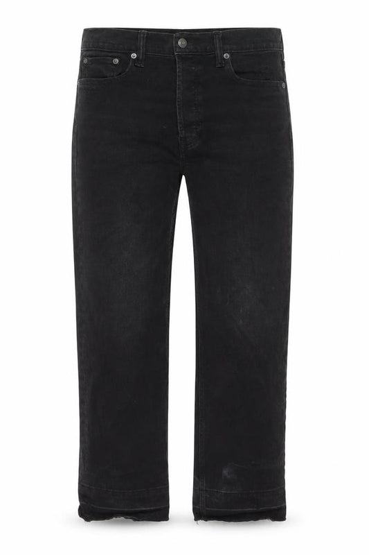 Front view of Gap women’s black cotton cropped jeans, size UK 29, in, 24-inch leg regular zip