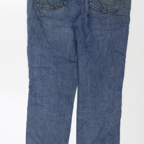 Marks and Spencer Womens Blue Cotton Straight Jeans Size 12 L28 in Regular Zip