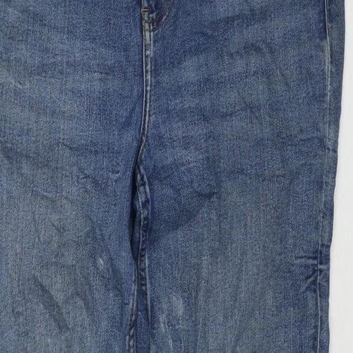 Marks and Spencer Womens Blue Cotton Straight Jeans Size 12 L28 in Regular Zip