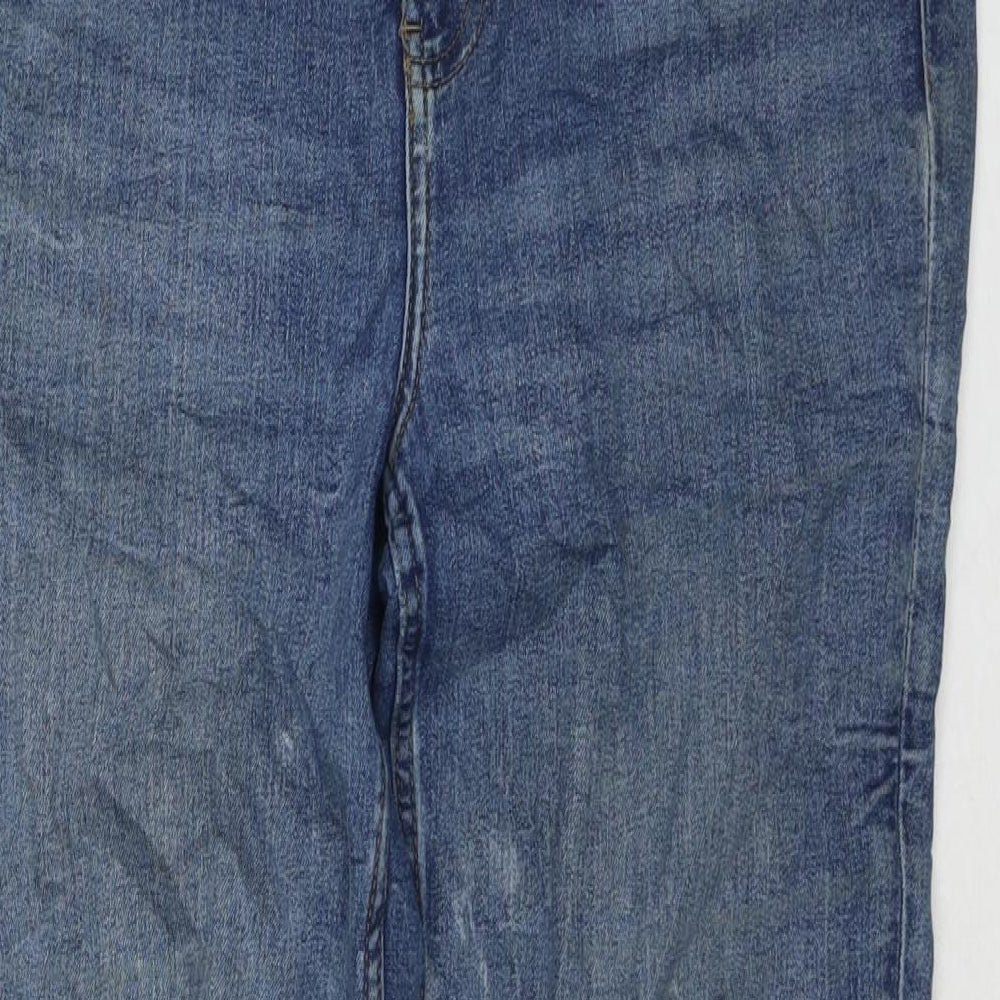 Marks and Spencer Womens Blue Cotton Straight Jeans Size 12 L28 in Regular Zip