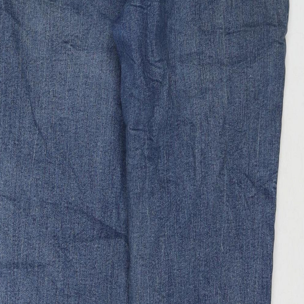Marks and Spencer Womens Blue Cotton Straight Jeans Size 12 L28 in Regular Zip