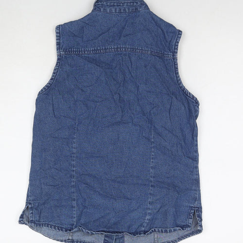 Joie de Vivre Womens Blue Cotton Basic Button-Up Size 10 Collared