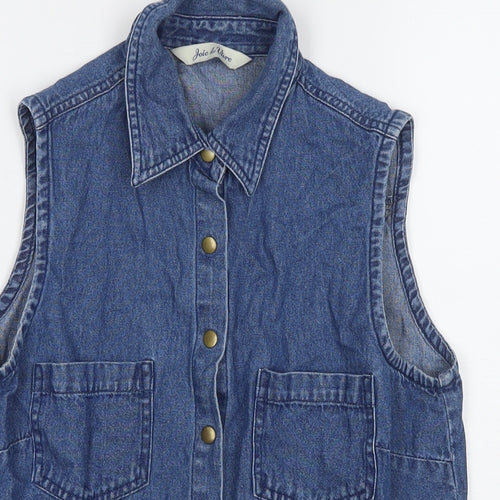 Joie de Vivre Womens Blue Cotton Basic Button-Up Size 10 Collared