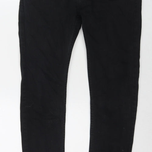 Topman Mens Black Cotton Skinny Jeans Size 32 in L30 in Regular Zip