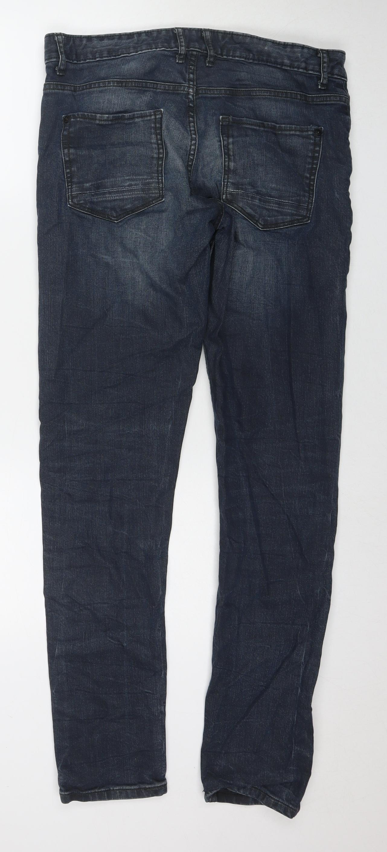 NEXT Mens Blue Cotton Skinny Jeans Size 32 in L32 in Regular Zip