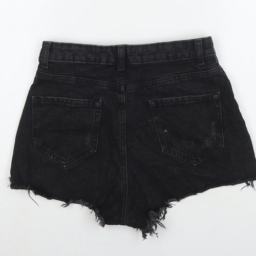 Denim & Co. Womens Black Cotton Cut-Off Shorts Size 10 L3 in Regular Zip