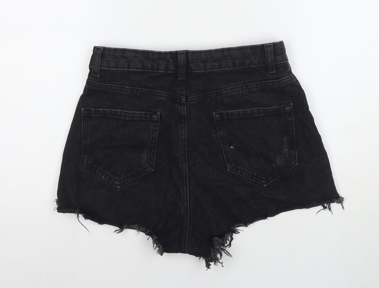 Denim & Co. Womens Black Cotton Cut-Off Shorts Size 10 L3 in Regular Zip