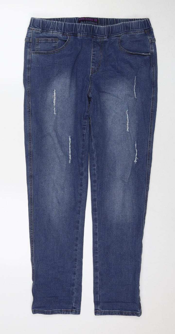 Voir Jeans Womens Blue Cotton Jegging Jeans Size L L28 in Regular Zip