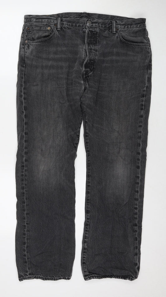 Levi's Mens Black Cotton Straight Jeans Size 32 in L32 in Regular Zip