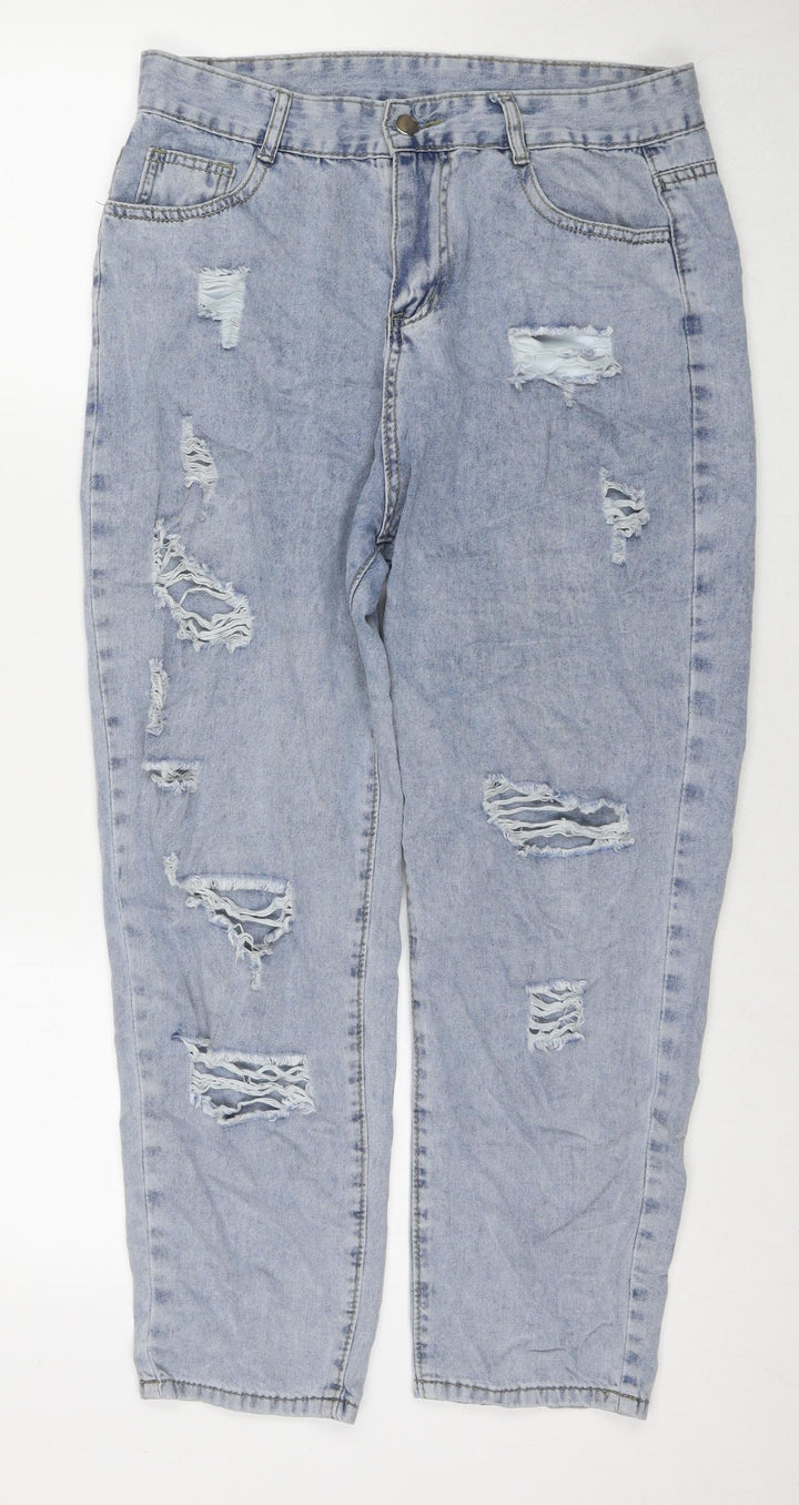 Jeans Womens Blue Polyester Blend Mom Jeans Size 30 in L24 in Regular Zip