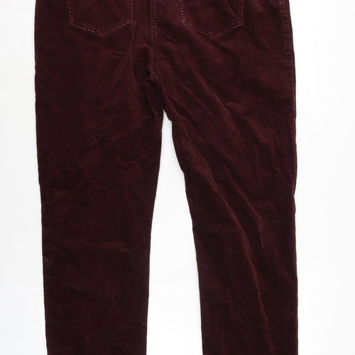 Marks and Spencer Womens Purple Cotton Trousers Size 16 L30 in Regular Zip