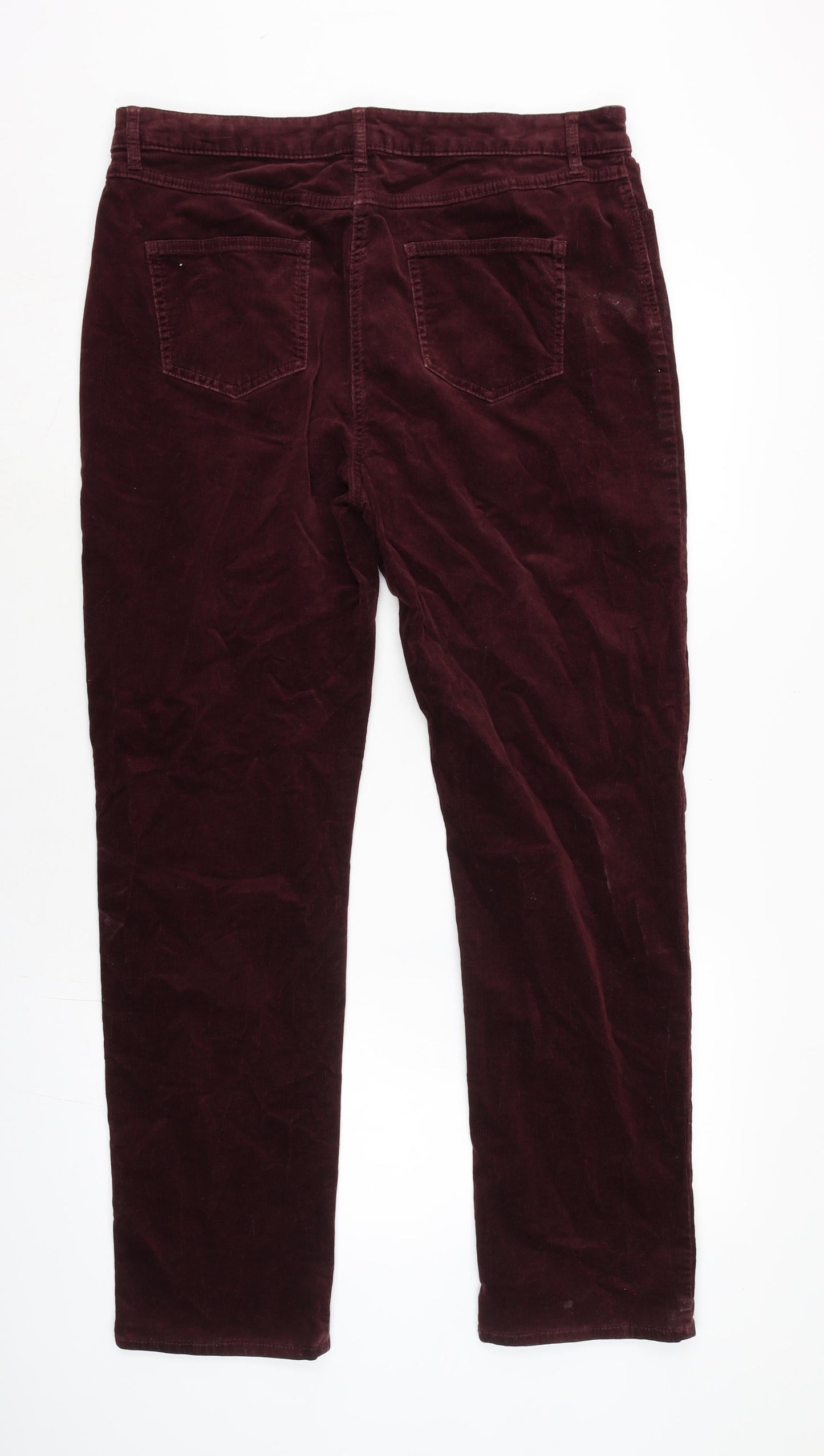 Marks and Spencer Womens Purple Cotton Trousers Size 16 L30 in Regular Zip