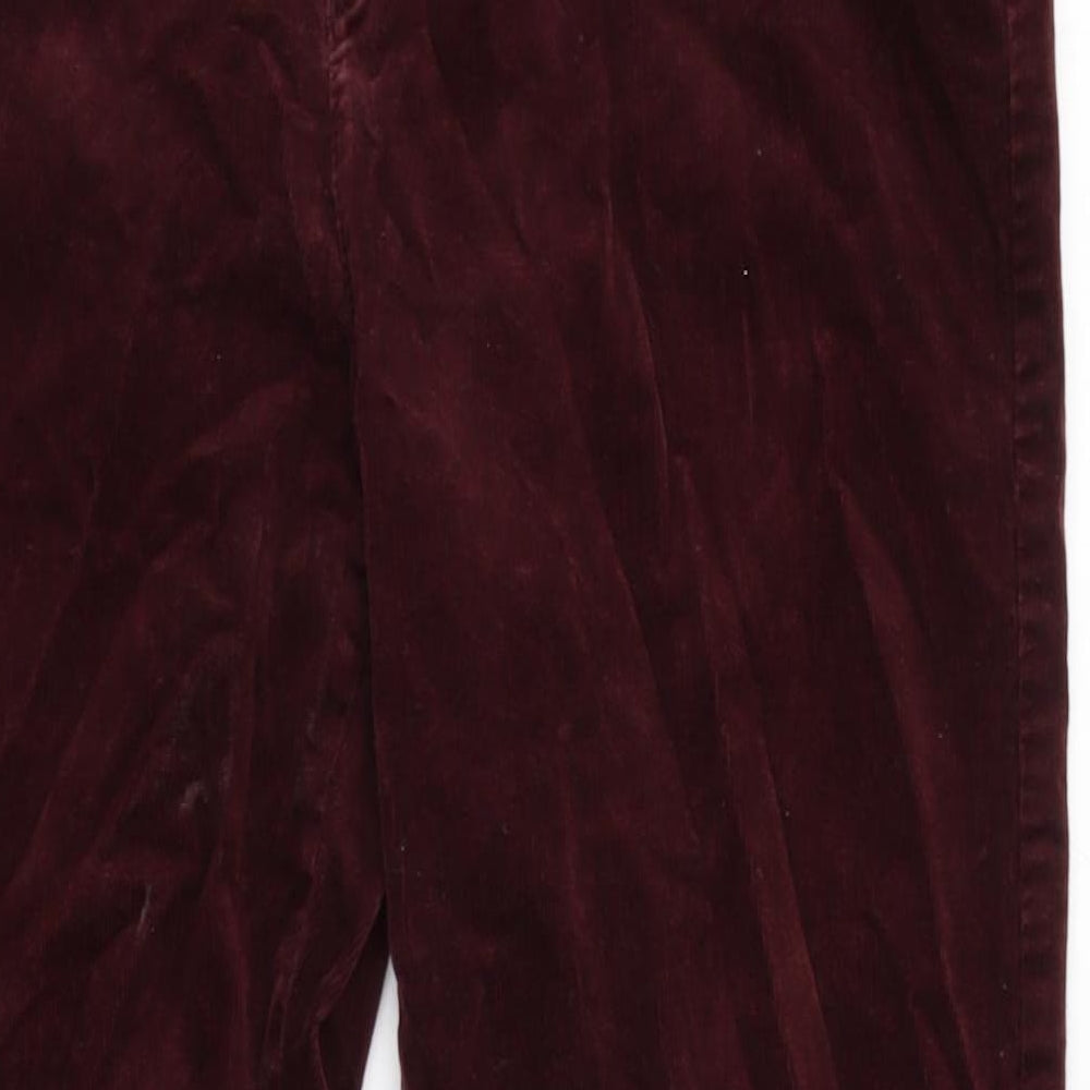 Marks and Spencer Womens Purple Cotton Trousers Size 16 L30 in Regular Zip