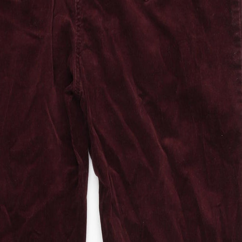Marks and Spencer Womens Purple Cotton Trousers Size 16 L30 in Regular Zip