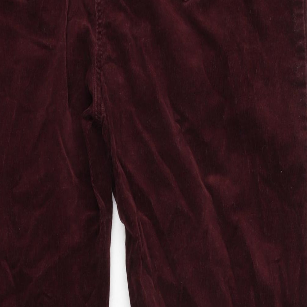 Marks and Spencer Womens Purple Cotton Trousers Size 16 L30 in Regular Zip