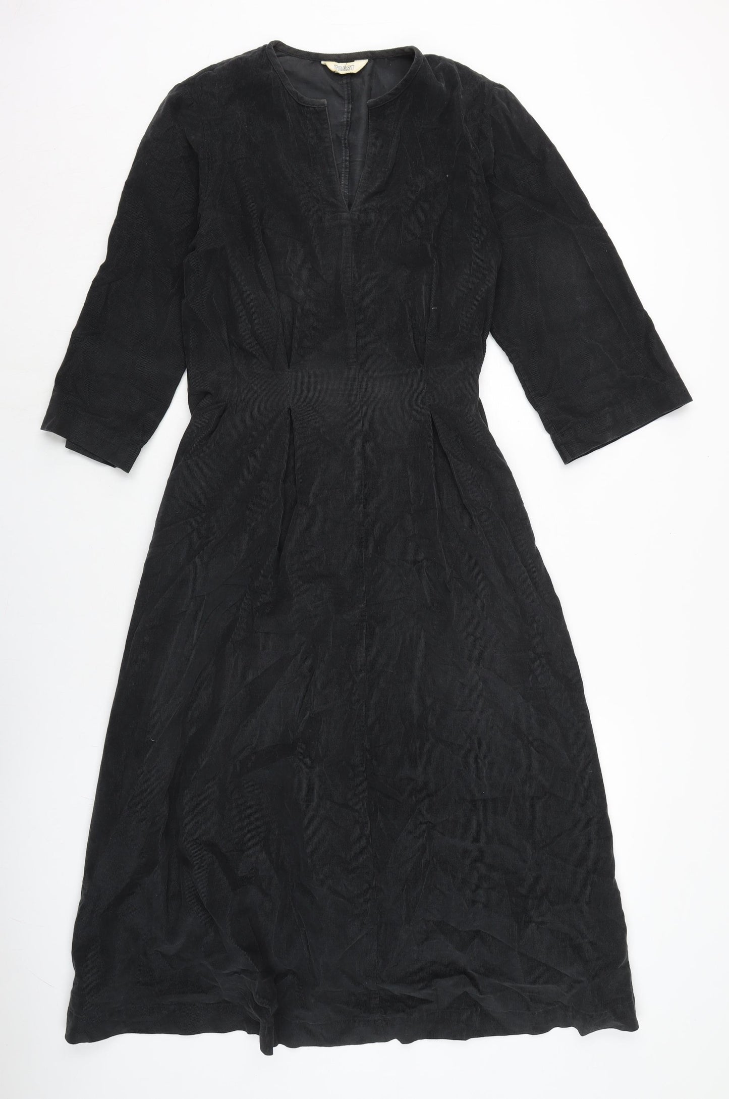 Toast Womens Black Cotton Fit & Flare Size L Crew Neck Zip