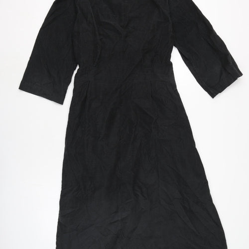 Toast Womens Black Cotton Fit & Flare Size L Crew Neck Zip