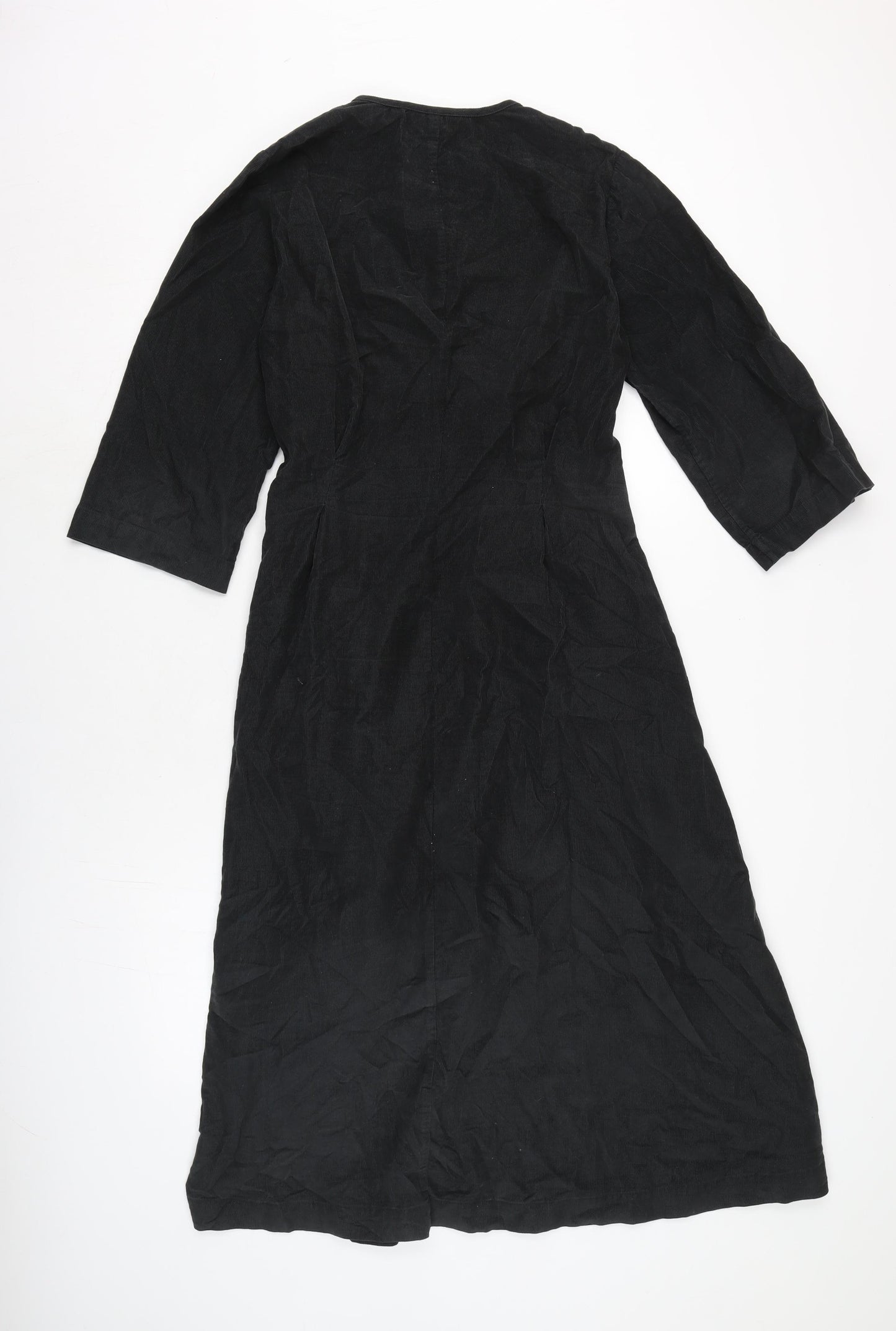 Toast Womens Black Cotton Fit & Flare Size L Crew Neck Zip