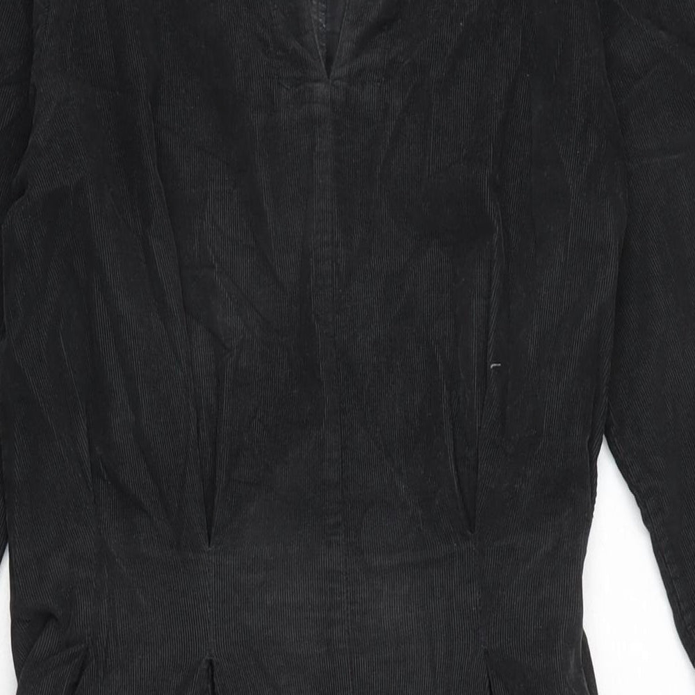 Toast Womens Black Cotton Fit & Flare Size L Crew Neck Zip