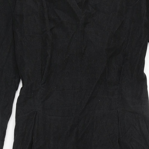 Toast Womens Black Cotton Fit & Flare Size L Crew Neck Zip