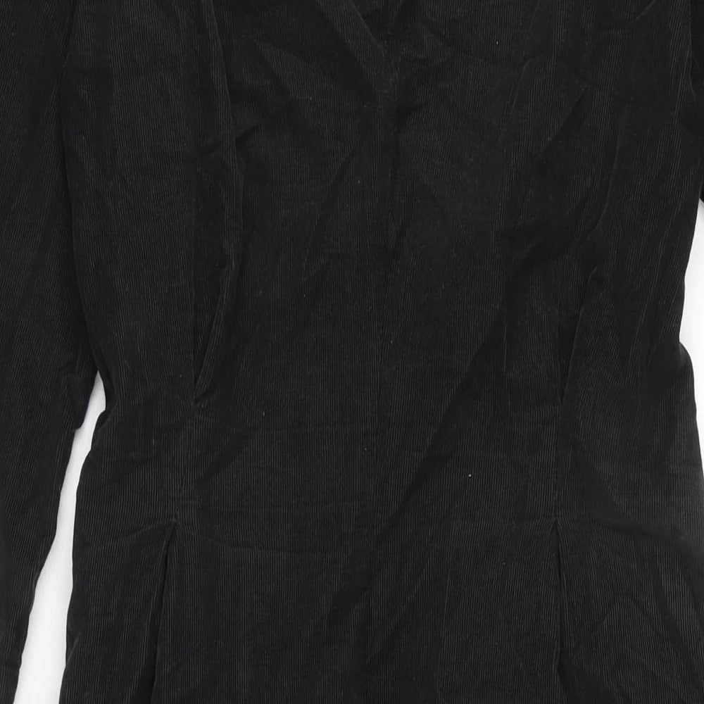 Toast Womens Black Cotton Fit & Flare Size L Crew Neck Zip