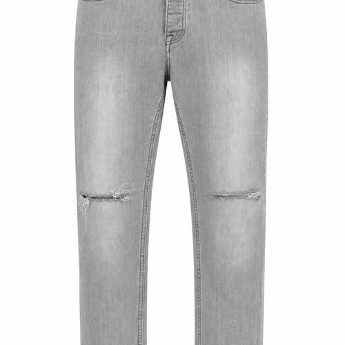 Denim & Co. Mens Grey Cotton Blend Straight Jeans Size 34 in L28 in Regular Button
