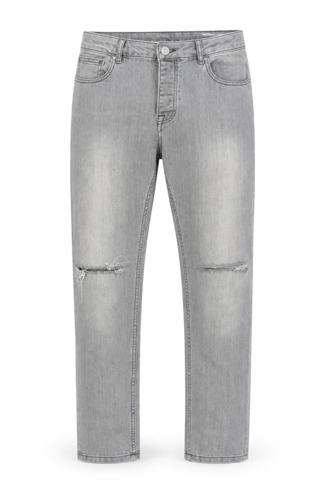 Denim & Co. Mens Grey Cotton Blend Straight Jeans Size 34 in L28 in Regular Button