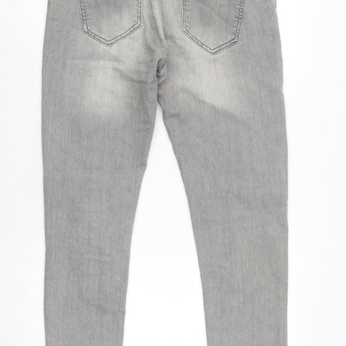 Denim & Co. Mens Grey Cotton Blend Straight Jeans Size 34 in L28 in Regular Button