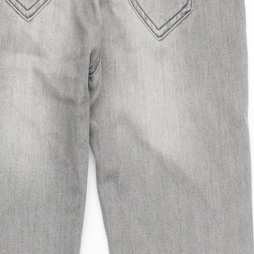 Denim & Co. Mens Grey Cotton Blend Straight Jeans Size 34 in L28 in Regular Button