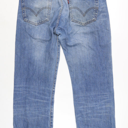 Levis Mens Blue Herringbone Cotton Straight Jeans Size 32 in L26 in Regular Button