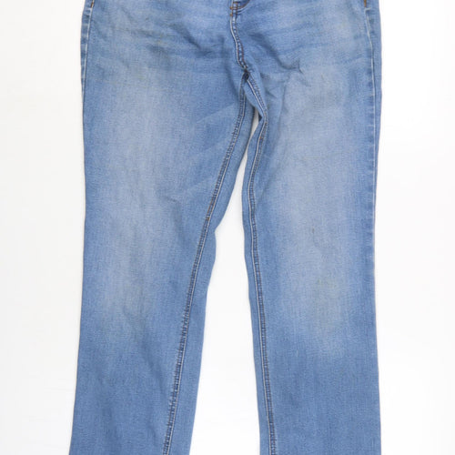 TU Womens Blue Cotton Blend Straight Jeans Size 12 L29 in Regular Zip