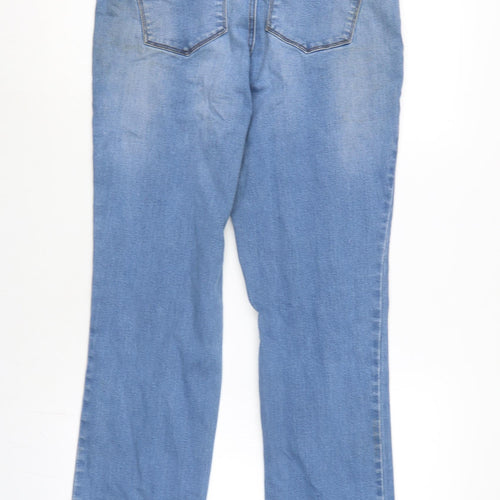TU Womens Blue Cotton Blend Straight Jeans Size 12 L29 in Regular Zip