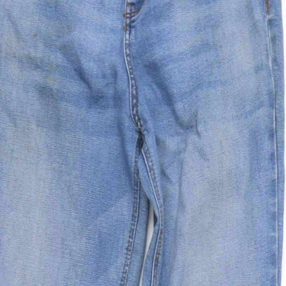TU Womens Blue Cotton Blend Straight Jeans Size 12 L29 in Regular Zip