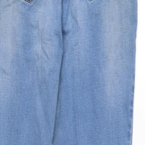 TU Womens Blue Cotton Blend Straight Jeans Size 12 L29 in Regular Zip