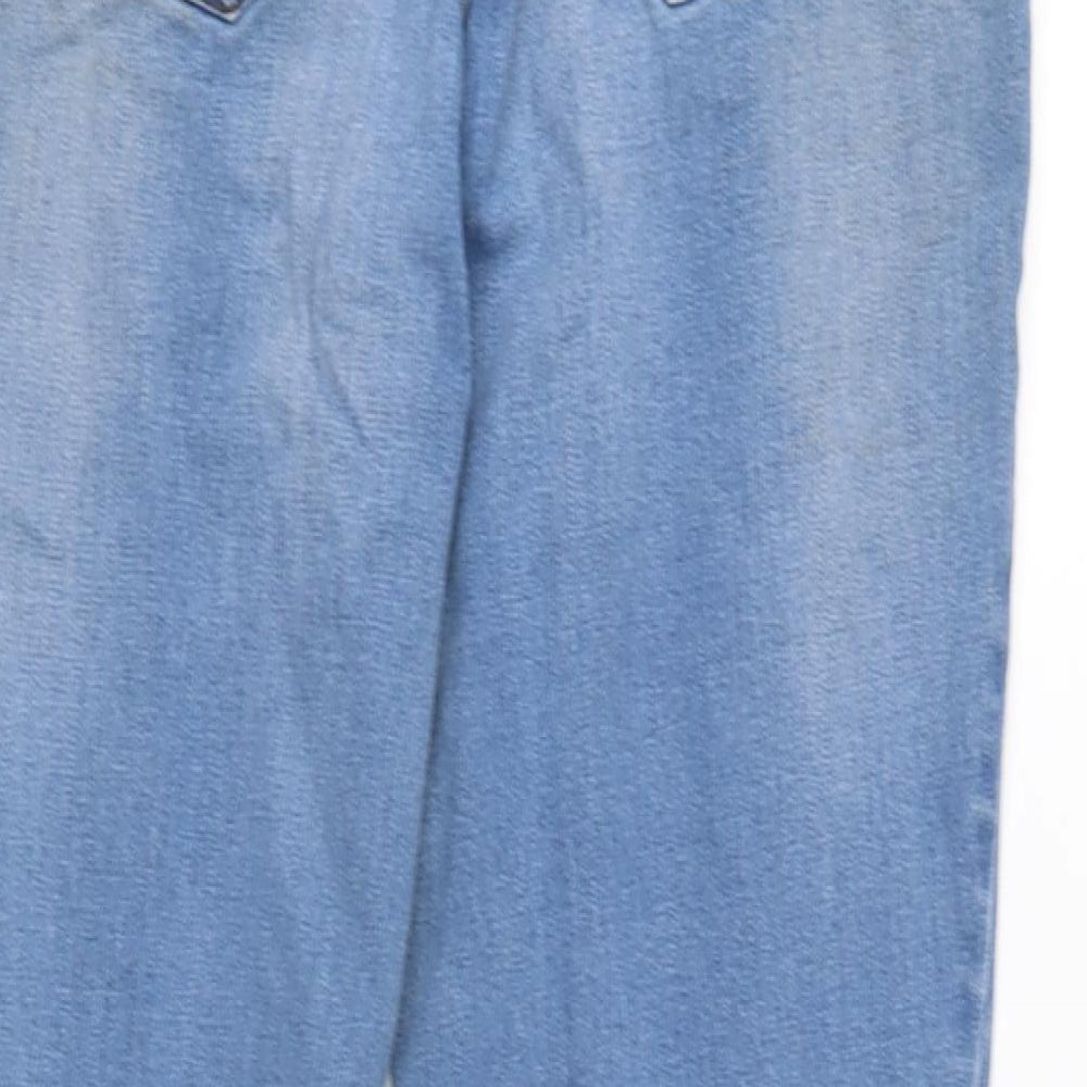 TU Womens Blue Cotton Blend Straight Jeans Size 12 L29 in Regular Zip
