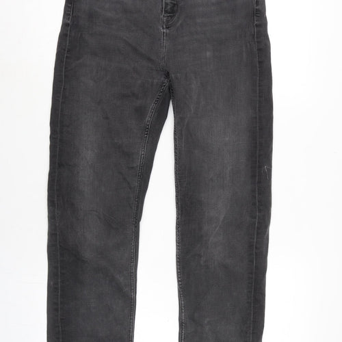 Marks and Spencer Womens Grey Cotton Blend Straight Jeans Size 30 in L29 in Regular Zip