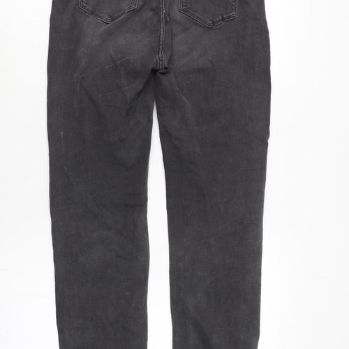 Marks and Spencer Womens Grey Cotton Blend Straight Jeans Size 30 in L29 in Regular Zip
