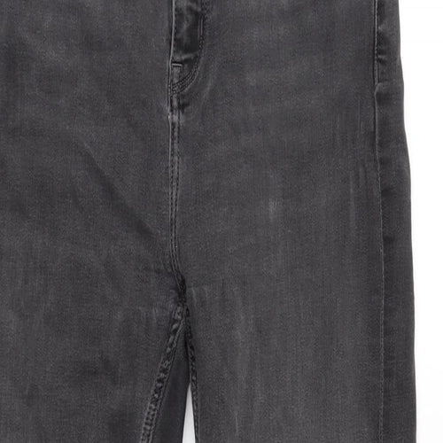 Marks and Spencer Womens Grey Cotton Blend Straight Jeans Size 30 in L29 in Regular Zip