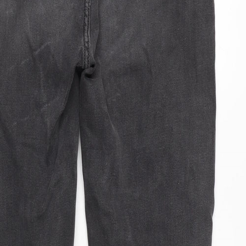 Marks and Spencer Womens Grey Cotton Blend Straight Jeans Size 30 in L29 in Regular Zip