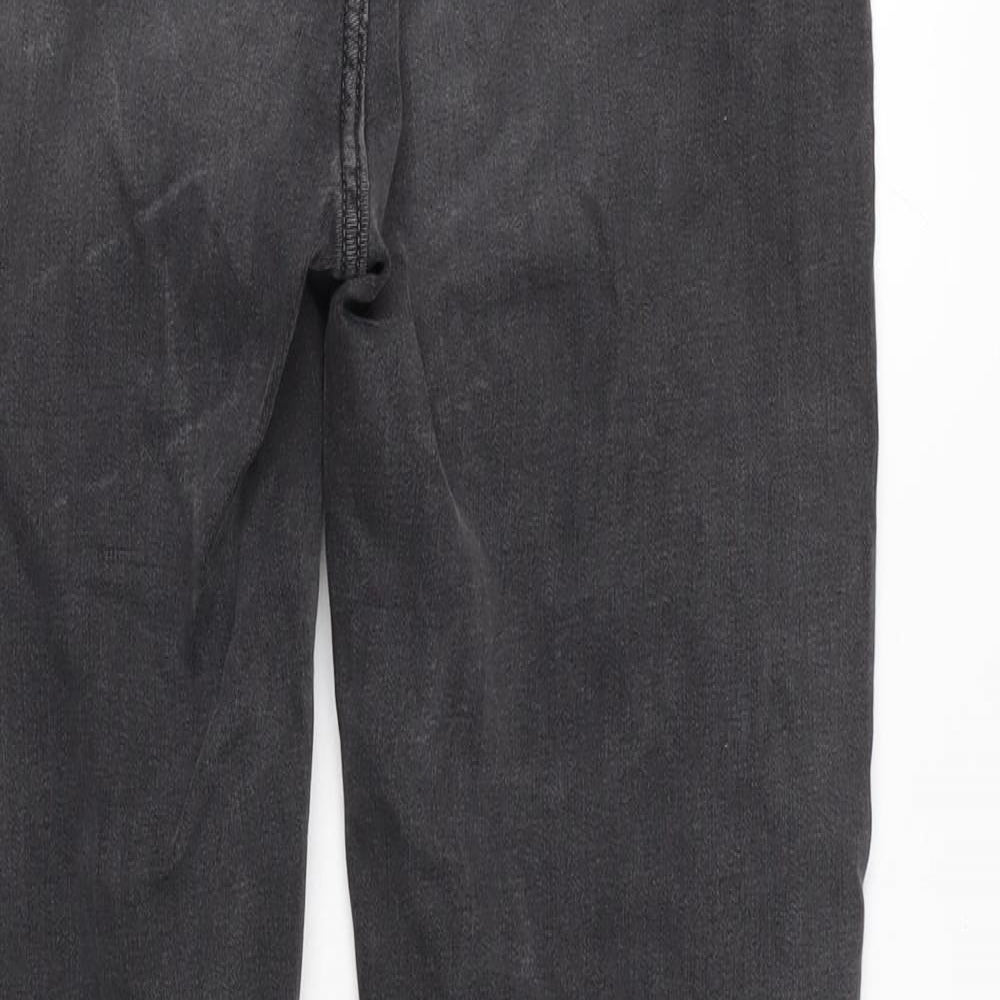 Marks and Spencer Womens Grey Cotton Blend Straight Jeans Size 30 in L29 in Regular Zip