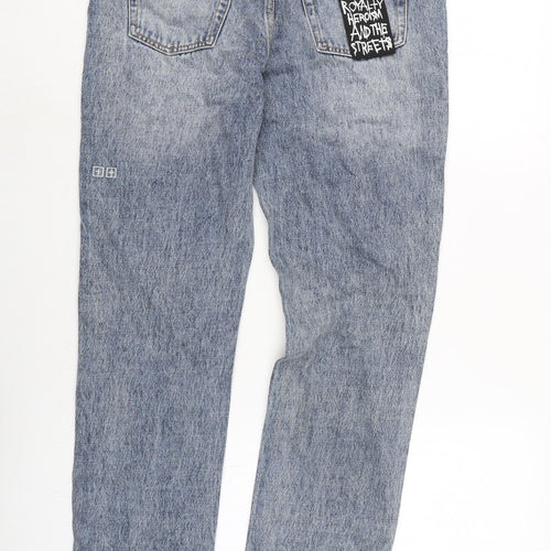 ksubi Womens Blue Cotton Bootcut Jeans Size 28 in L23 in Regular Zip - Raw Hem / vented at bottom of legs.