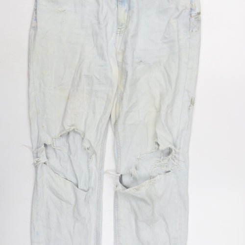 River Island Womens Blue Cotton Blend Straight Jeans Size 12 L26 in Regular Zip