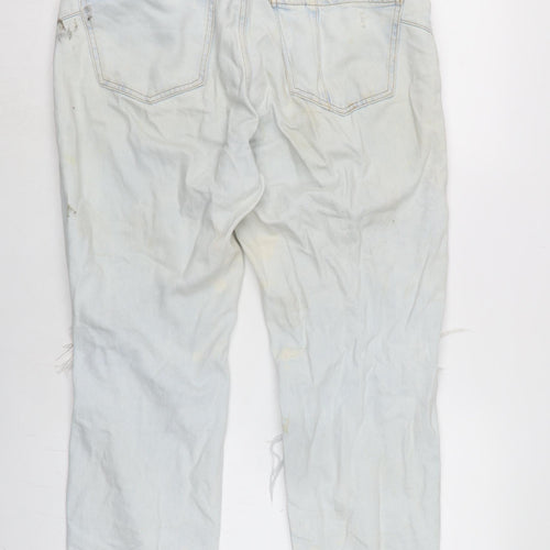 River Island Womens Blue Cotton Blend Straight Jeans Size 12 L26 in Regular Zip
