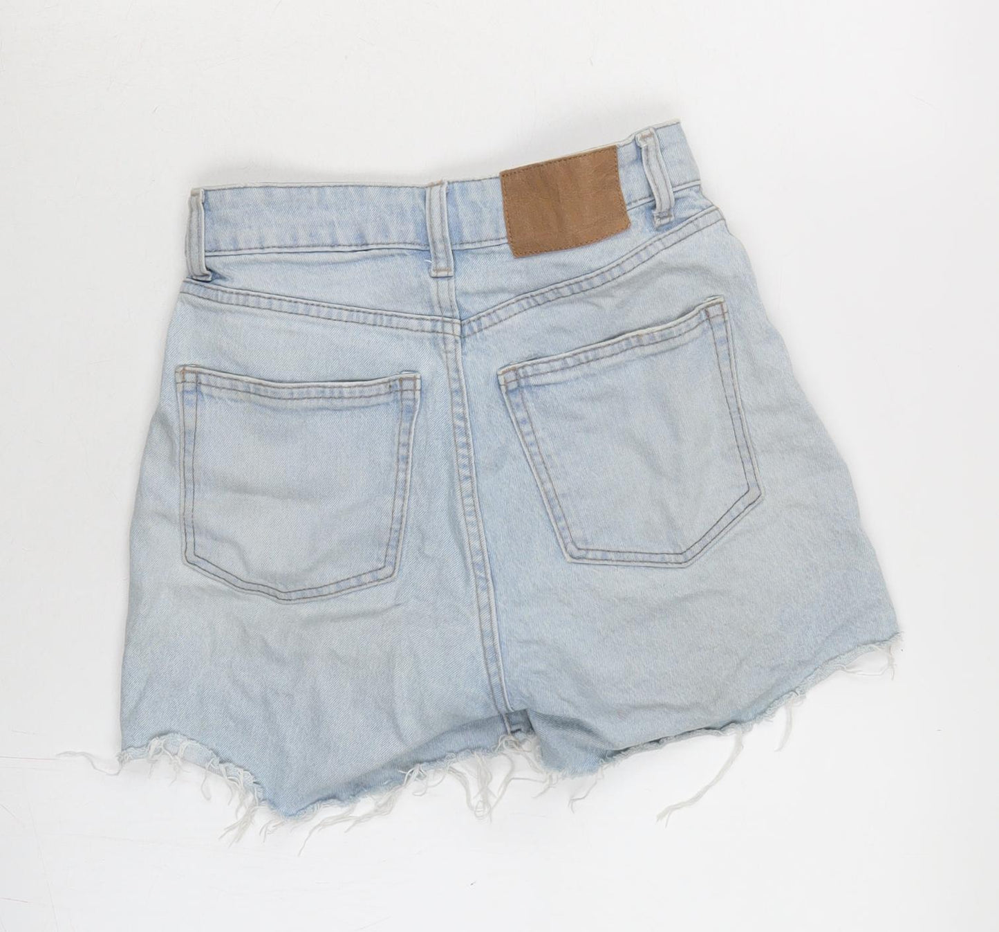 H&M Womens Blue Cotton Cut-Off Shorts Size 6 Regular Zip - Distressed